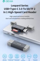 Devia Leopard Series USB + Type-C Külső Memóriakártyaolvasó - Fekete