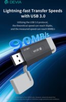 Devia Leopard Series USB + Type-C Külső Memóriakártyaolvasó - Fekete