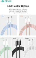Devia Smart Series Woven USB-C apa - USB-C apa Adat- és töltőkábel 1m - Rózsaszín
