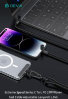 Devia Extreme Speed Series Woven USB-C apa - Lightning apa Adat- és töltőkábel 1.6m - Fekete