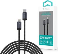 Devia Gracious Series USB-C apa - Lightning apa Adat- és töltőkábel 1m - Fekete