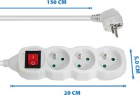 Esperanza ELK210W Hálózati elosztó 3 aljzatos 1,5m - Fehér