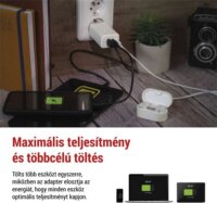 Emos V05G65 USB-A / 2x USB-C Hálózati Töltő Adapter 65W - Fehér