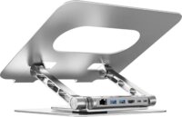Unitek D1109B01 Állítható / Dönthető 17" Laptop Asztali Állvány + beépített USB HUB 100W - Ezüst