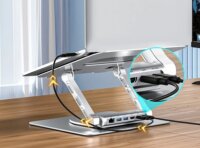 Unitek D1109B01 Állítható / Dönthető 17" Laptop Asztali Állvány + beépített USB HUB 100W - Ezüst