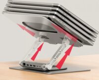 Unitek D1109B01 Állítható / Dönthető 17" Laptop Asztali Állvány + beépített USB HUB 100W - Ezüst