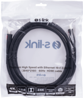 S-Link SL-HDM4K13 HDMI 2.0 - HDMI 2.0 4K 60Hz Kábel 3m - Fekete