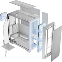 Modecom Horizon Flow ARGB Midi Torony Számítógépház + 3db 140mm / 1db 120mm ventilátor - Fehér