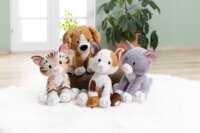 Nici Green Ülő szerencsecica plüssfigura 35cm - Világosbarna / Fehér