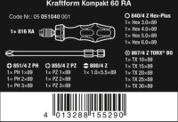 Wera Kraftform Kompakt 60 RA-R 1 Racsnis Csavarhúzó bitkészlettel 17 darabos