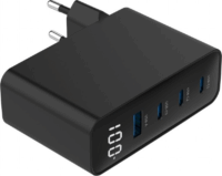 Gembird PDQC100LCD 3xUSB-C / USB-A GaN Hálózati Gyorstöltő Adapter 100W - Fekete