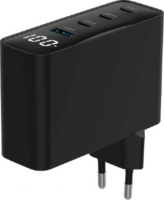 Gembird PDQC100LCD 3xUSB-C / USB-A GaN Hálózati Gyorstöltő Adapter 100W - Fekete