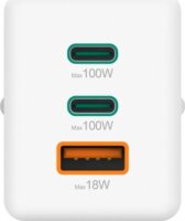 Hama 201997 2x USB-C / USB-A GaN Hálózati Gyorstöltő Adapter 100W - Fehér