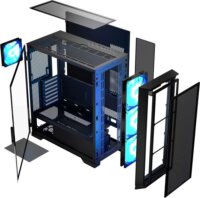 Modecom Horizon Flow ARGB Midi Torony Számítógépház + 3db 140mm / 1db 120mm ventilátor - Fekete