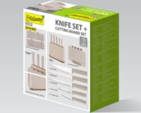 Maestro MR-1412-BEIGE Kés- és Vágódeszka készlet tartóval 10 darabos - Bézs