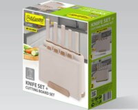 Maestro MR-1412-BEIGE Kés- és Vágódeszka készlet tartóval 10 darabos - Bézs