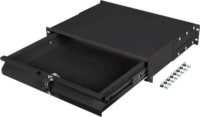 Lanberg AK-2001-B 19" 2U Kulcsos Rack Szekrény Fiók 360mm - Fekete