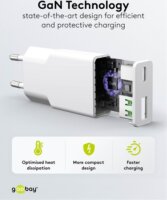 Goobay 75738 Dual USB-A / USB-C GaN Slim Hálózati Gyorstöltő Adapter Készlet 30W - Fehér (2 darabos)