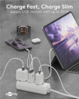 Goobay 75738 Dual USB-A / USB-C GaN Slim Hálózati Gyorstöltő Adapter Készlet 30W - Fehér (2 darabos)
