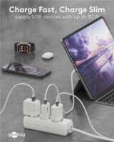Goobay 75736 USB-C GaN Slim Hálózati Gyorstöltő Adapter Készlet 30W - Fehér (2 darabos)