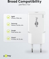 Goobay 75736 USB-C GaN Slim Hálózati Gyorstöltő Adapter Készlet 30W - Fehér (2 darabos)