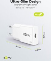 Goobay 75736 USB-C GaN Slim Hálózati Gyorstöltő Adapter Készlet 30W - Fehér (2 darabos)