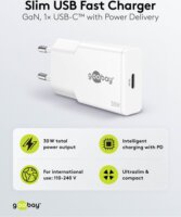 Goobay 75736 USB-C GaN Slim Hálózati Gyorstöltő Adapter Készlet 30W - Fehér (2 darabos)