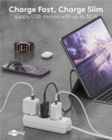 Goobay 75735 USB-C GaN Slim Hálózati Gyorstöltő Adapter Készlet 30W - Fekete (2 darabos)