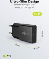 Goobay 75735 USB-C GaN Slim Hálózati Gyorstöltő Adapter Készlet 30W - Fekete (2 darabos)