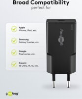 Goobay 75735 USB-C GaN Slim Hálózati Gyorstöltő Adapter Készlet 30W - Fekete (2 darabos)