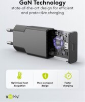 Goobay 75735 USB-C GaN Slim Hálózati Gyorstöltő Adapter Készlet 30W - Fekete (2 darabos)