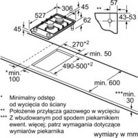 Bosch PRB3A6I40 Beépíthető 2 zónás Gáz Főzőlap - Fekete