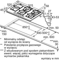 Bosch PPM9A6I40 Beépíthető 5 zónás Gáz Főzőlap - Fekete