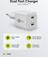 Goobay 75334 Dual Nano USB-C GaN Hálózati Gyorstöltő Adapter Készlet 35W - Fehér (2 darabos)