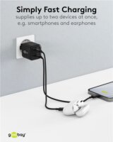 Goobay 75333 Dual Nano USB-C GaN Hálózati Gyorstöltő Adapter Készlet 35W - Fekete (2 darabos)