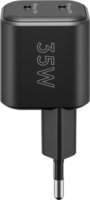 Goobay 75333 Dual Nano USB-C GaN Hálózati Gyorstöltő Adapter Készlet 35W - Fekete (2 darabos)
