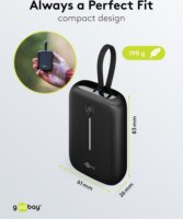 Goobay 76251 Powerbank integrált kábellel USB-C 10000mAh 20W - Fekete
