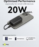 Goobay 76250 Powerbank integrált kábellel USB-C 5000mAh 20W - Fekete