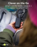 Goobay 76250 Powerbank integrált kábellel USB-C 5000mAh 20W - Fekete