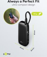 Goobay 76250 Powerbank integrált kábellel USB-C 5000mAh 20W - Fekete