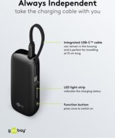 Goobay 76250 Powerbank integrált kábellel USB-C 5000mAh 20W - Fekete