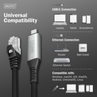 Digitus AK-300601-030-S USB-C 3.2 - S/FTP Patch Kábel 3m - Fekete