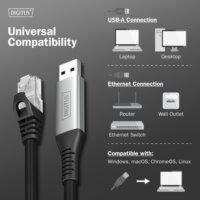 Digitus AK-300600-020-S USB-A 3.2 - RJ45 Patch Kábel 2m - Fekete