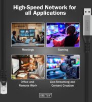 Digitus AK-300600-100-S USB-A 3.2 - RJ45 Patch Kábel 10m - Fekete