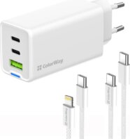 ColorWay 058PDCL USB-A / 2x USB-C Hálózati gyorstöltő szett 65W - Fehér