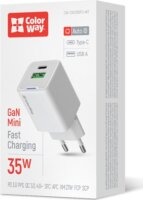 ColorWay 055PD USB-A / USB-C Hálózati gyorstöltő 35W - Fehér