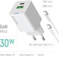 ColorWay 053PDC USB-A / USB-C Hálózati gyorstöltő szett 30W - Fehér