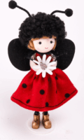 Iris Álló katicalány virággal lakásdekoráció figura 18cm