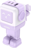 Ugreen Nexode RG USB-A / 2x USB-C Hálózati Gyorstöltő Töltő Adapter 65W - Lila