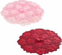 Charles Viancin Geranium Szilikon pohár tető készlet 2 darabos 11,5 cm - Piros / Rózsaszín muskátli forma